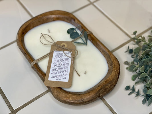 Eucalyptus & Mint Scented  - Wooden Bowl Candles