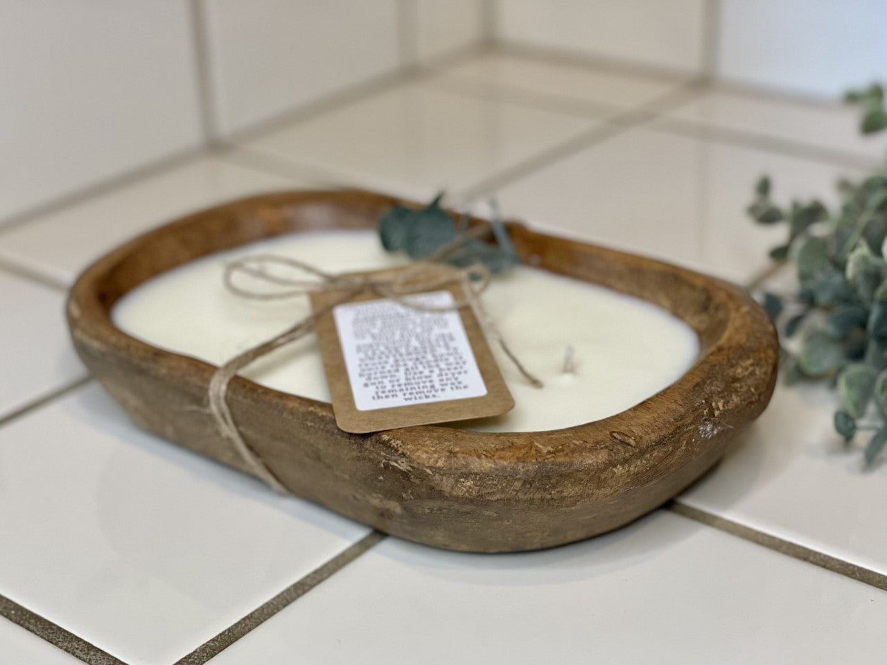 Honeysuckle & Jasmine Scented - Wooden Bowl Candle