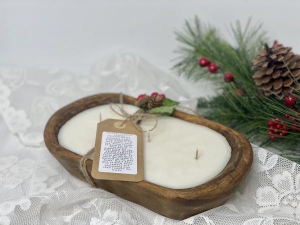 Holiday Spice Scented - Wooden Bowl Candle