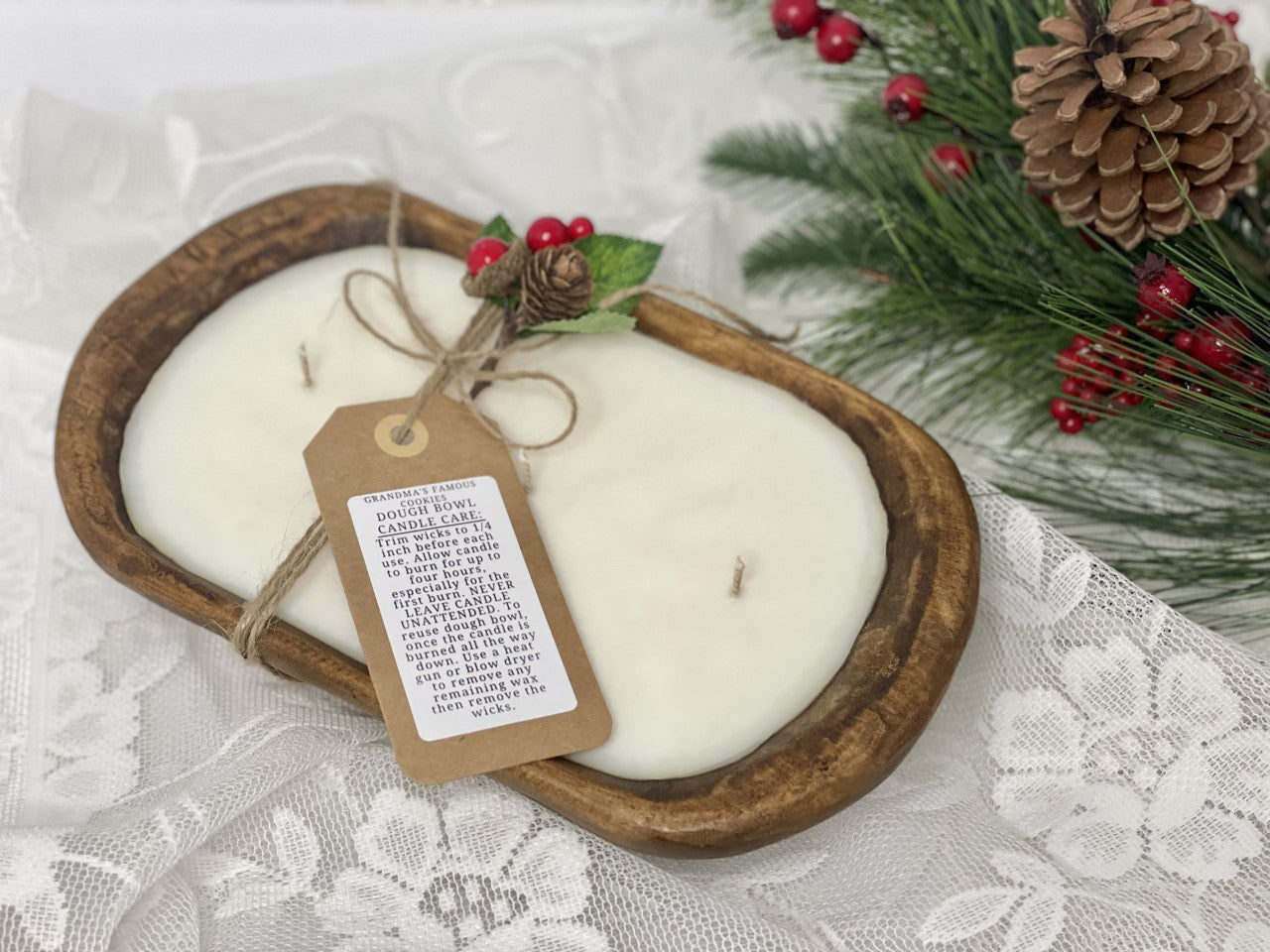Holiday Spice Scented - Wooden Bowl Candle